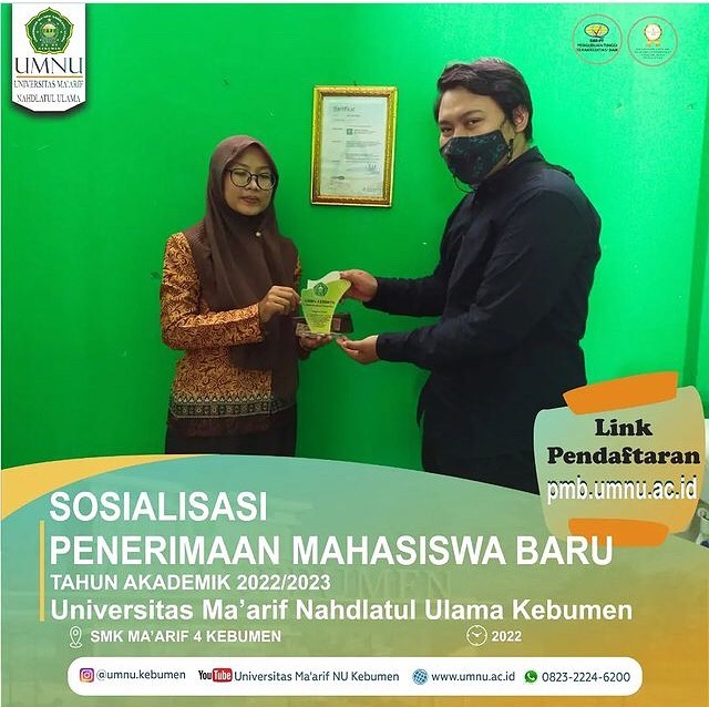 Jemput Calon Mahasiswa Sejak Bangku Sekolah, UMNU Kebumen Sosialisasikan PMB 2022/2023 di SMK Ma’arif 4