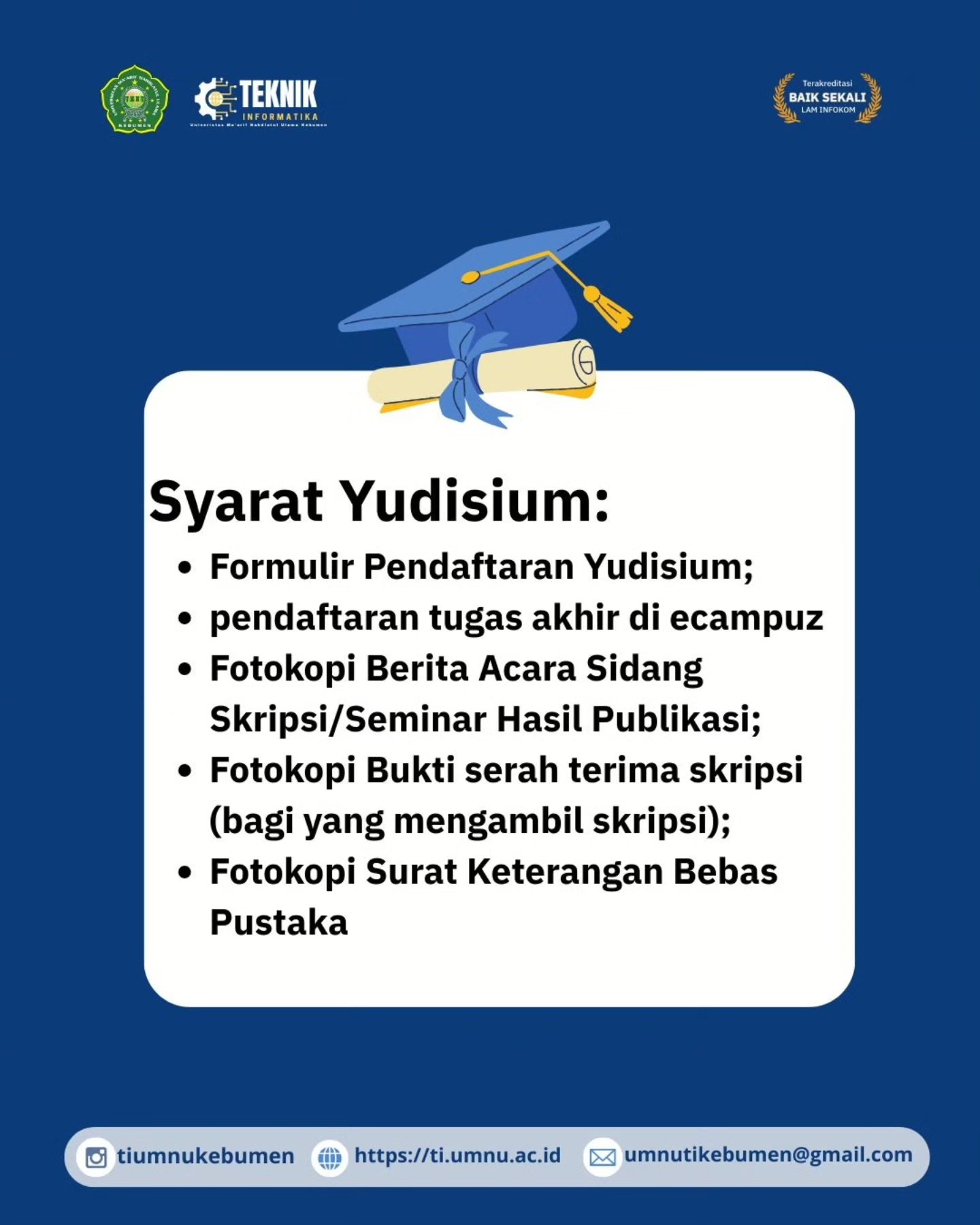Selangkah Menuju Kelulusan, Pendaftaran Yudisium I UMNU Kebumen Dibuka pada 11–25 April 2025