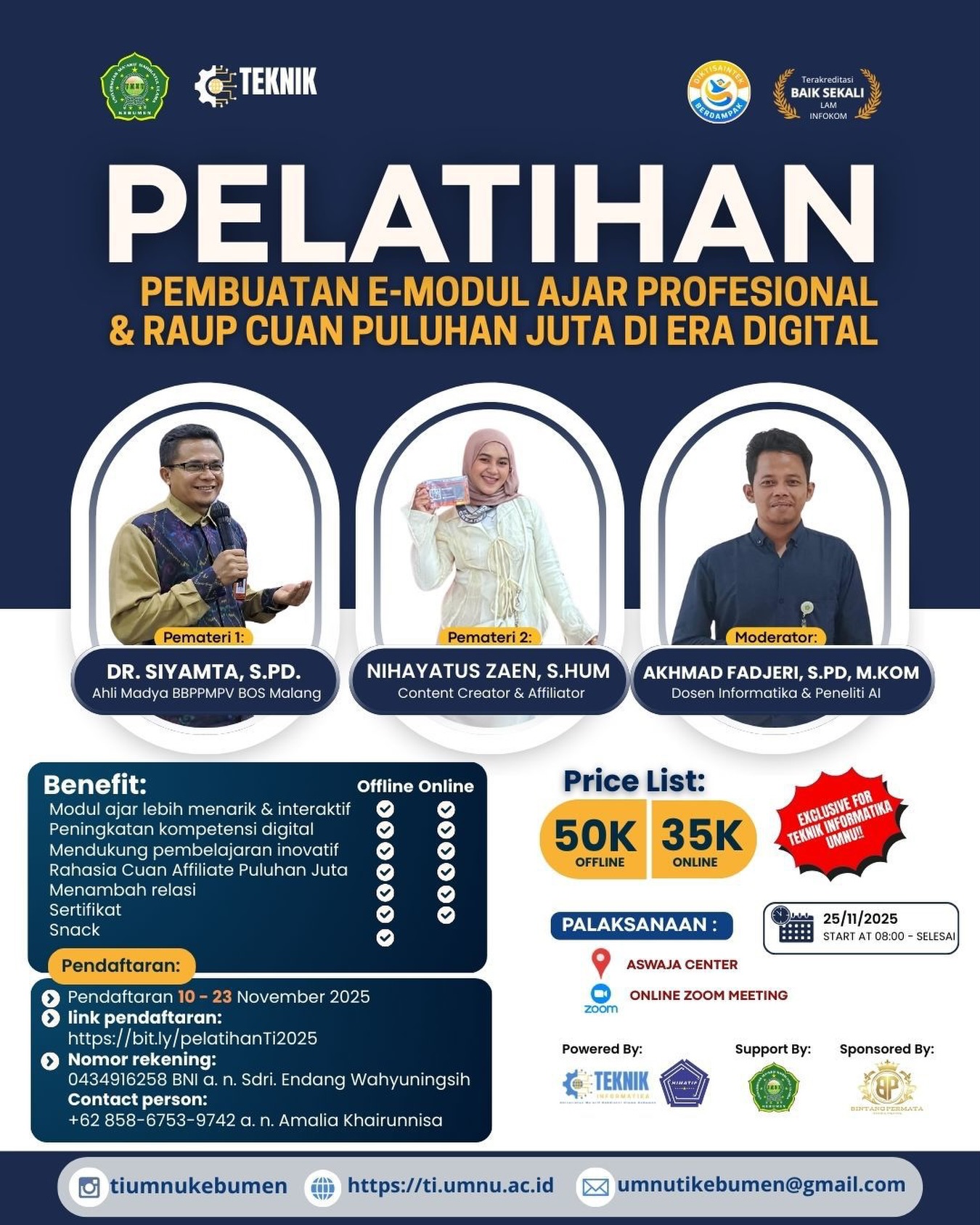 Tingkatkan Kompetensi Digital, Teknik Informatika UMNU Kebumen Gelar Pelatihan Pembuatan E-Modul Ajar
